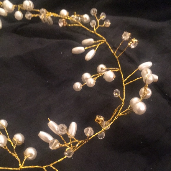 COPY - Hair garland 17” gold pearls beads and rhinestones - Picture 3 of 3